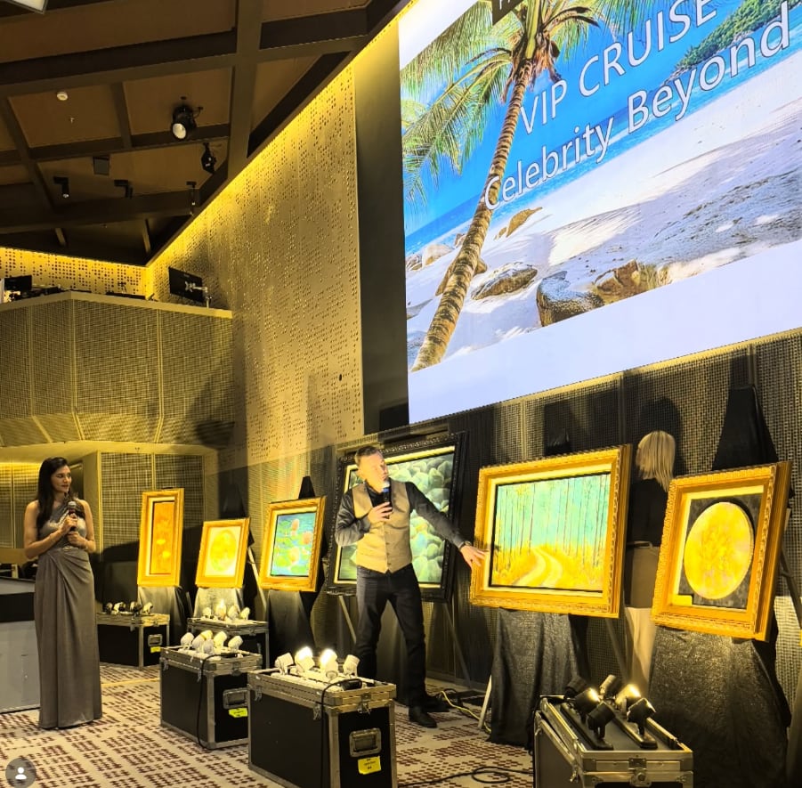 Original paintings by Aprajita Lal presented to collectors at a Park West Gallery VIP art auction